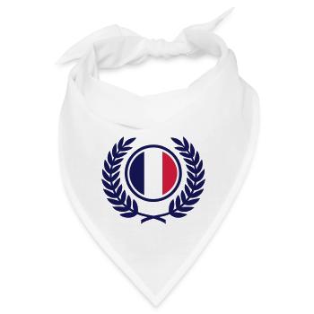 Frankreich (Flagge & Lorbeerkranz) - Bandana - Weiß - Vorne