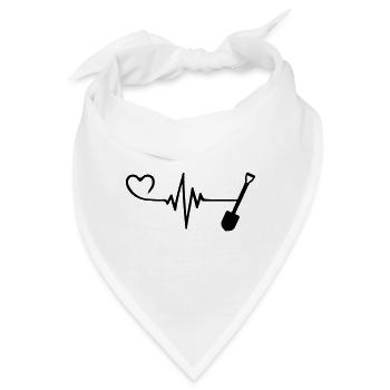Schaufel Puls Herz Liebe - Bandana - Weiß - Vorne