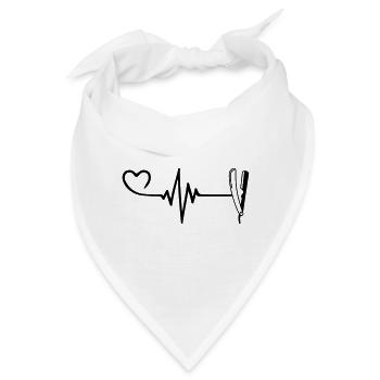 Rasieren Barber Puls Herz Liebe - Bandana - Weiß - Vorne