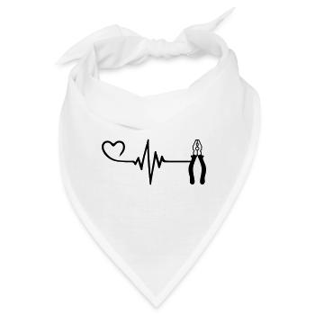 Zange Puls Herz Liebe - Bandana - Weiß - Vorne