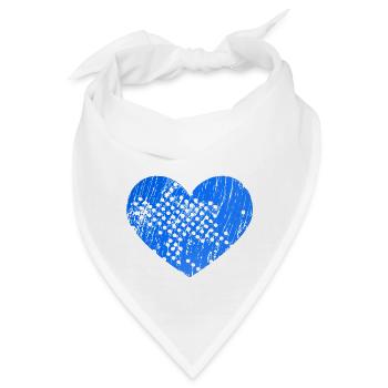 Herz mit Löcher (blau) - Bandana - Weiß - Vorne