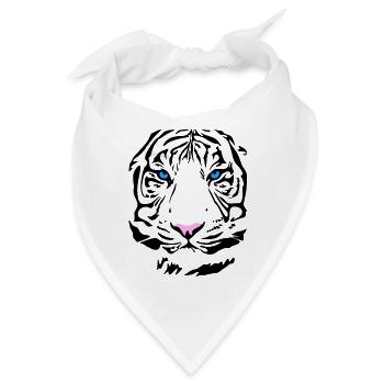 Sibirischer Tiger Katze Löwe Lion Cougar Cat Wild - Bandana - Weiß - Vorne