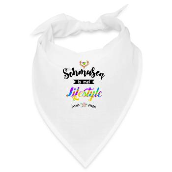 Schmusen is mei Lifestyle - Flirten Küssen Kiss me - Bandana - Weiß - Vorne