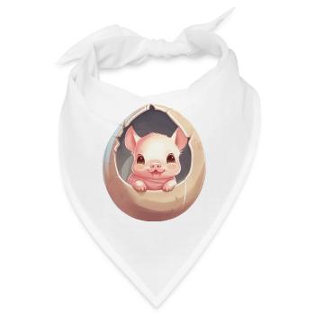 Schwein in Eierschale - Charmantes Tierdesign - Bandana - Weiß - Vorne