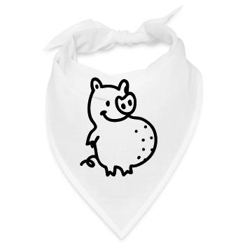 Dicke Sau - Line - Bandana - Weiß - Vorne