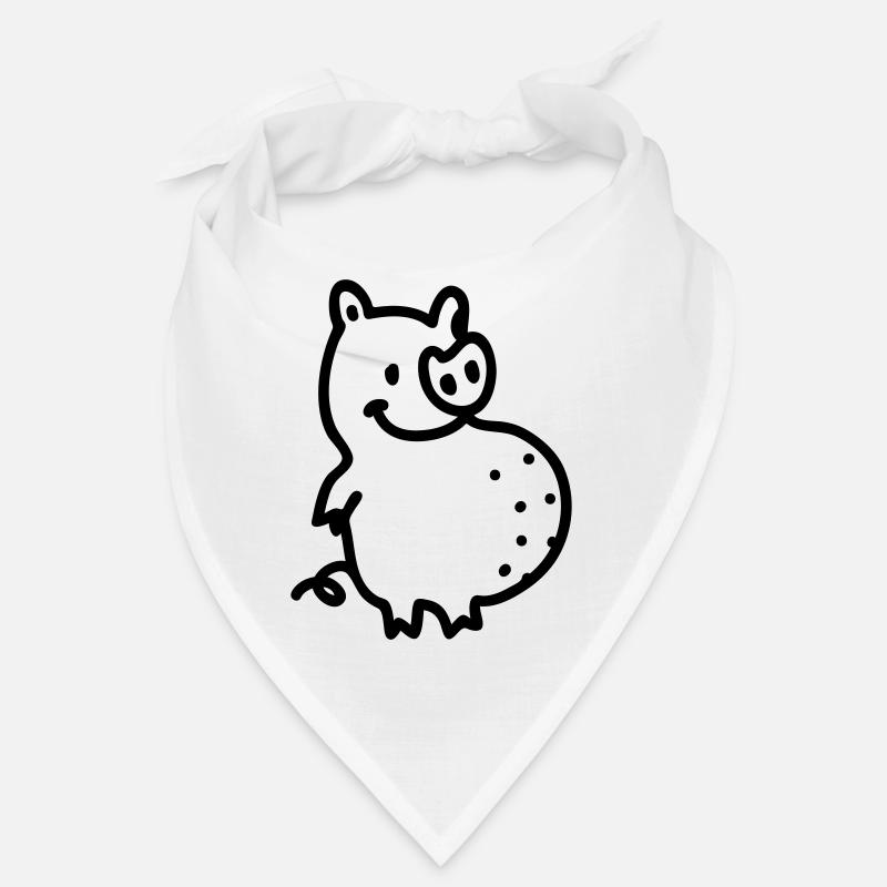 Dicke Sau - Line - Bandana - Weiß