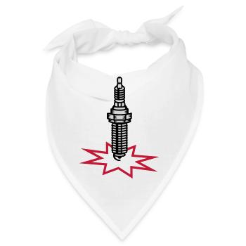Zündkerze mit Zündfunken - Bandana - Weiß - Vorne