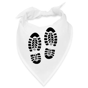 Wandern Hiking Abdruck Schuhabdruck Fußabdruck 1c - Bandana - Weiß - Vorne