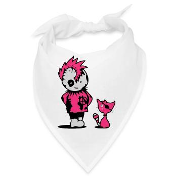 Ein kleiner Punk mit einer kleinen Katze - Bandana - Weiß - Vorne