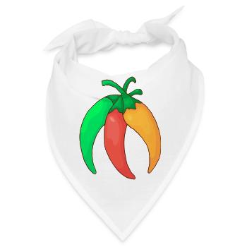 Grüne Rote Gelbe Chili Paprika Peperoni Gemüse - Bandana - Weiß - Vorne