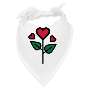 Valentinstags Rose in Herzform - Bandana - Weiß - Vorne