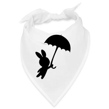 Hase Kaninchen Regenschirm Herbst fliegen Sturm - Bandana - Weiß - Vorne