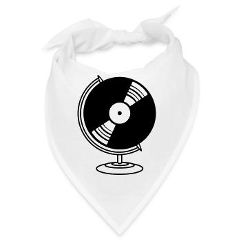 platte vinyl dj musik globus club party disko plan - Bandana - Weiß - Vorne