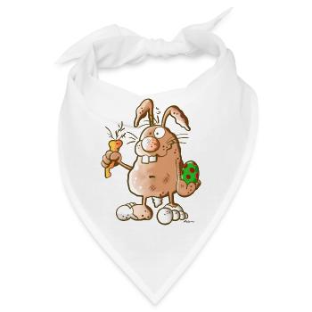 Flotter Osterhase - Bandana - Weiß - Vorne