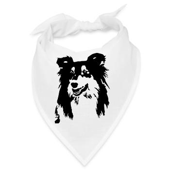 Collie Kopf - Bandana - Weiß - Vorne