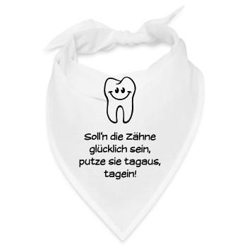 Zähneputzen / Zähne Putzen (Spruch, Reim, Lustig) - Bandana - Weiß - Vorne