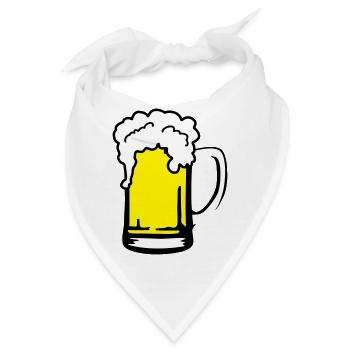 Bier mit Schaum, Bierkrug - Bandana - Weiß - Vorne
