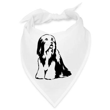 Bearded Collie - Bandana - Weiß - Vorne