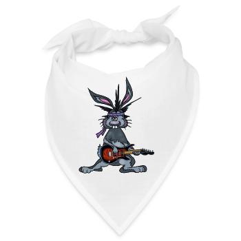 Joe der Hase rockt auf seiner elektrischen Gitarre - Bandana - Weiß - Vorne