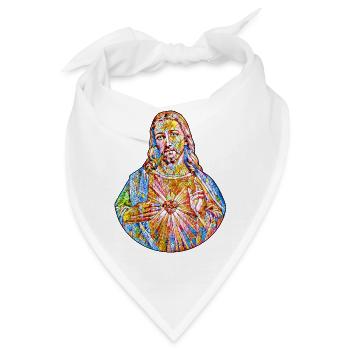 Ich liebe Jesus Christus Kirchenfenster * Jesu - Bandana - Weiß - Vorne