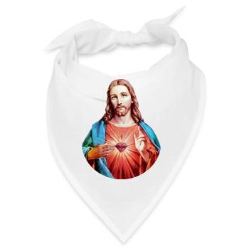 Jesus Christ | Herz Jesu linker Handsegen T-Shirt - Bandana - Weiß - Vorne