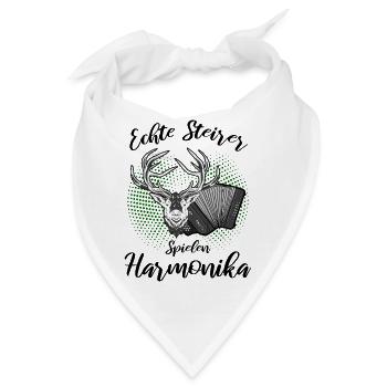 Echte Steirer spielen Harmonika Hirsch Steirische - Bandana - Weiß - Vorne