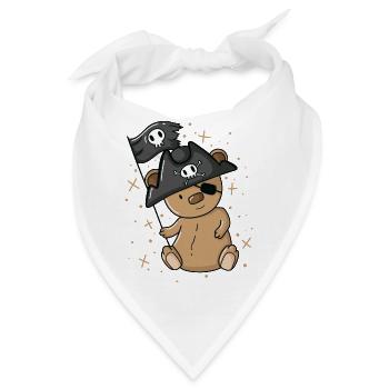 Piraten Teddybär mit Piratenhut Augenklappe - Bandana - Weiß - Vorne