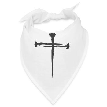 Kreuz aus Nägel - Bandana - Weiß - Vorne