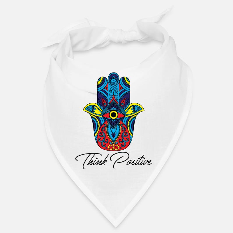hamsa hand fatima yoga think positive Geschenk - Bandana - Weiß
