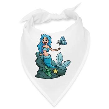 Meerjungfrau mit blauen Haaren - Bandana - Weiß - Vorne