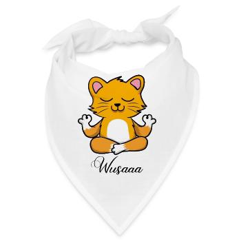 Auszeit Durchatmen Wusaaa Katze - Bandana - Weiß - Vorne