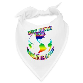 mit Herz und Toleranz Welt - Bandana - Weiß - Vorne
