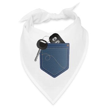 Autoschlüssel mit Fernbedienung in der Hosentasche - Bandana - Weiß - Vorne