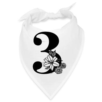 Zahl 3 - Bandana - Weiß - Vorne