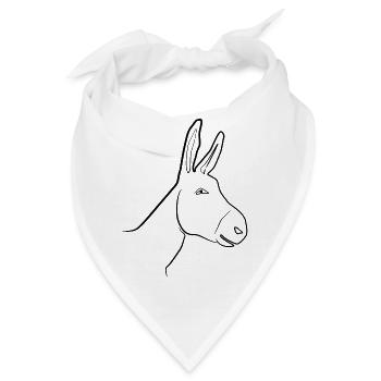 Esel - Eselkopf Shirt gezeichnet - Bandana - Weiß - Vorne