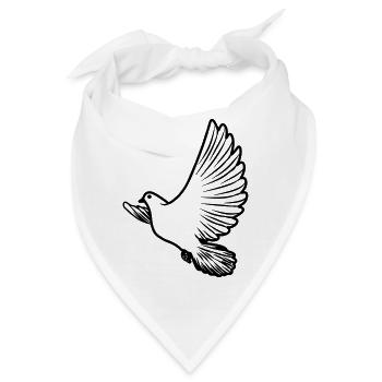 Transparente Friedenstaube - Bandana - Weiß - Vorne