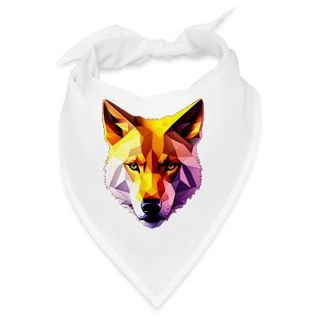 Low Poly Wolf Gesicht Design - Bandana - Weiß - Vorne