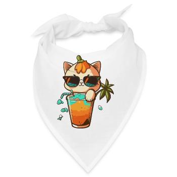 Katzenliebe: Strand und Cocktail - Bandana - Weiß - Vorne