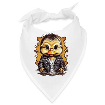 Süße Ente mit Lederjacke - Bandana - Weiß - Vorne