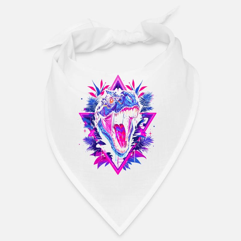 Synthwave Raptor - Bandana - Weiß