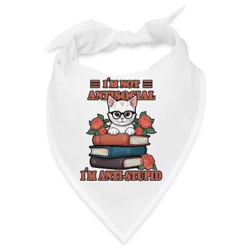 Schlaue Katze - Bandana - Weiß - Vorne