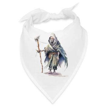 Totenbeschwörer mit Schädelstab – Dark Fantasy - Bandana - Weiß - Vorne