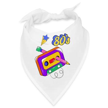 80er Jahre Audiokassette, Retro, Vintage - Bandana - Weiß - Vorne