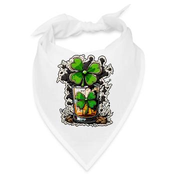 Kleeblatt / Whiskey / Alkohol / Glück / Irish Pub - Bandana - Weiß - Vorne