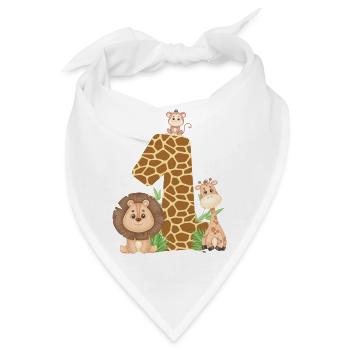 1. Geburtstag Dschungeltiere Giraffe Löwe Affe - Bandana - Weiß - Vorne