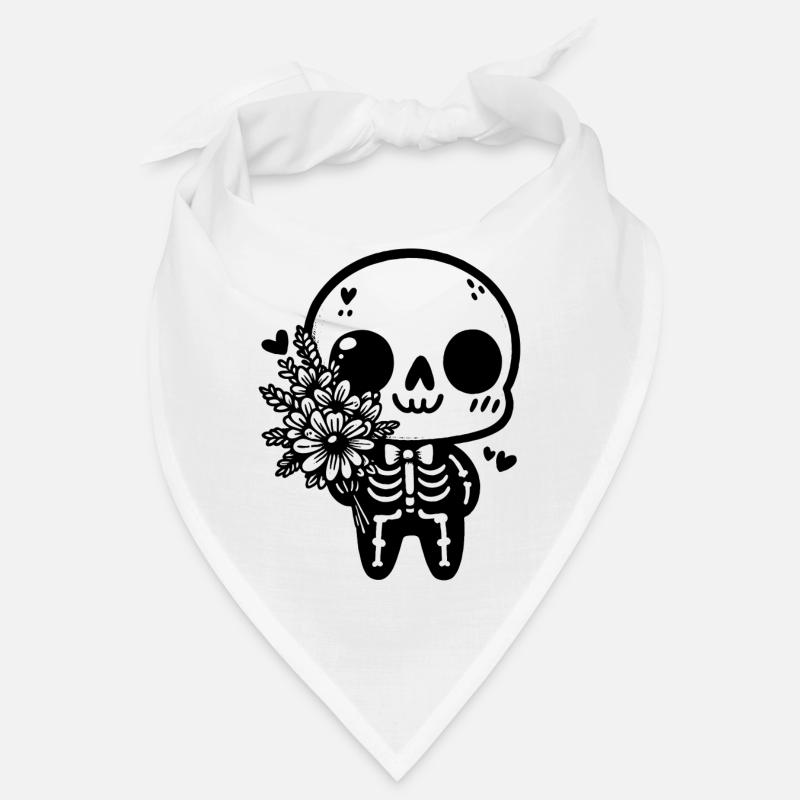 Squelette et Fleurs - Élégance Macabre Bandana