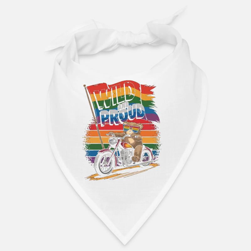 Teddy Bear Rides Motorcycle LGBTQ Rainbow Banner Bandana