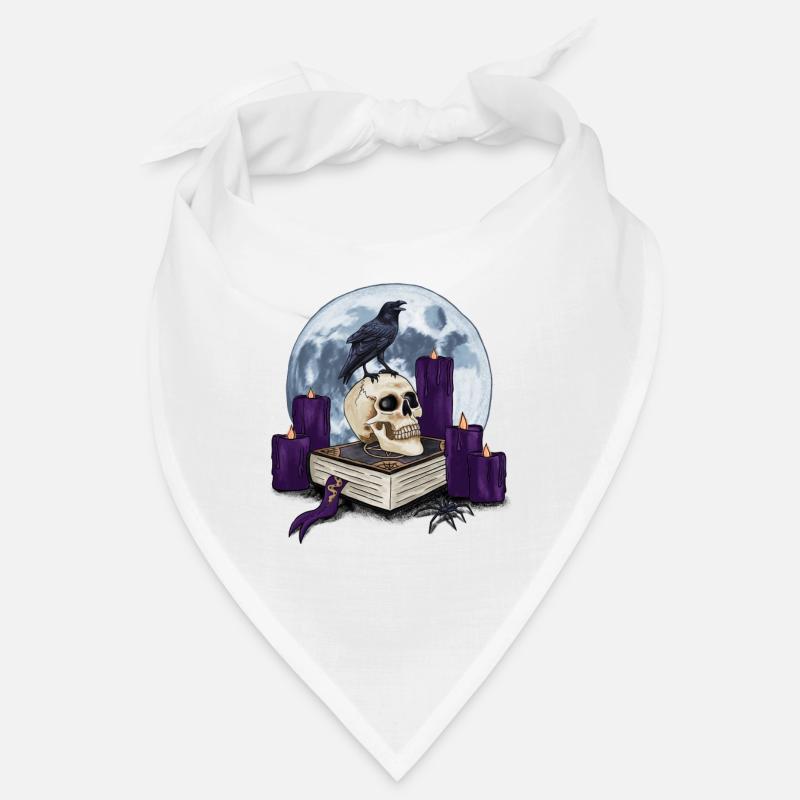 Witch book with skull and raven at full moon Bandana