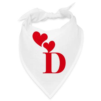 Roter Herz-Buchstabe - Bandana - Weiß - Vorne