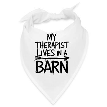 Mein Therapeut lebt im Stall - Bandana - Weiß - Vorne